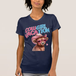 Cowgirl Vacation Cute Highland Cow Rosa Sunglasses T Shirt