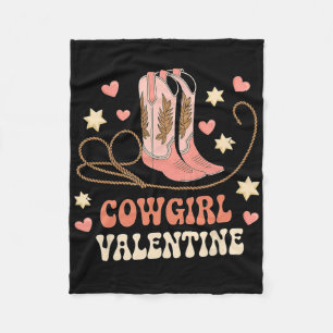 Cowgirl Valentine Rosa Stövlar Y2k Country Flickor Fleecefilt