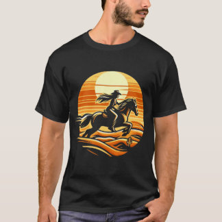 Cowgirl Vibes Retro Solnedgång Riddare T Shirt