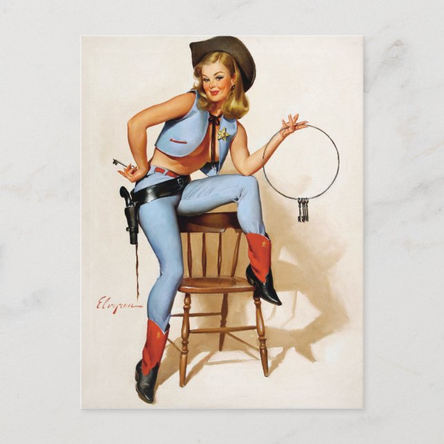 Cowgirl Vice Pin Up Vykort (Framsida)