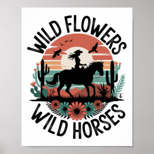 Cowgirl Vild Flower Women Girls H Poster