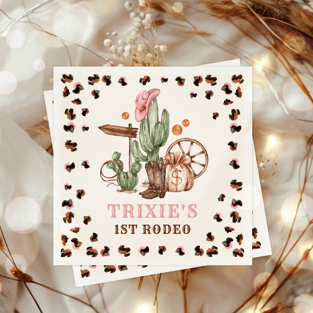 Cowgirl Vilda western 1st Rodeo Ranch Födelsedagsf Pappersservett (Skapare uppladdad)