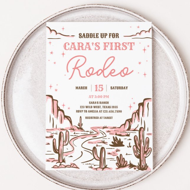 Cowgirl Vilda western Rodeo Födelsedagsfest Inbjudningar (Cowgirl Rodeo Birthday Party Invitation)