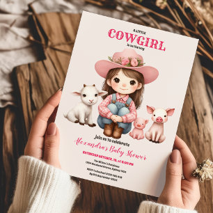 Cowgirl Vilda western Rodeo Ranch Baby Shower Inbjudningar