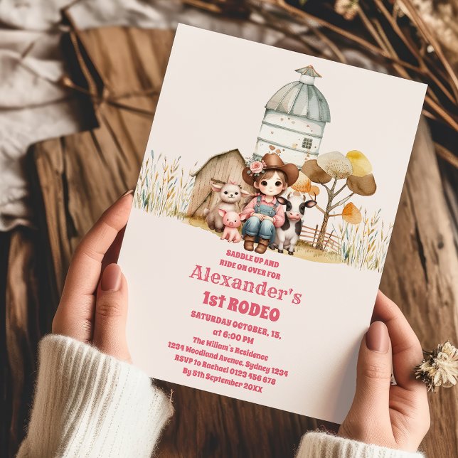 Cowgirl Vilda western Rodeo Ranch Födelsedagsfest Inbjudningar (Skapare uppladdad)