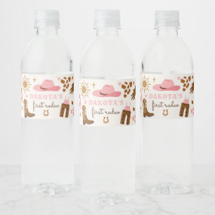 Cowgirl Vilda western Rodeo Ranch Födelsedagsfest  Vattenflaskor Etikett