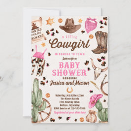 Cowgirl Vilda western Rodeo Ranch Girl Baby Shower Inbjudningar