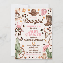 Cowgirl Vilda western Rodeo Ranch Girl Baby Shower Inbjudningar