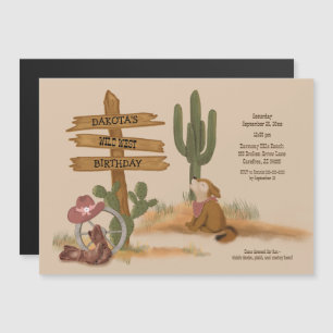 Cowgirl Vilda western Rustic Roligt Birthday-inbju Magnetisk Inbjudningskort