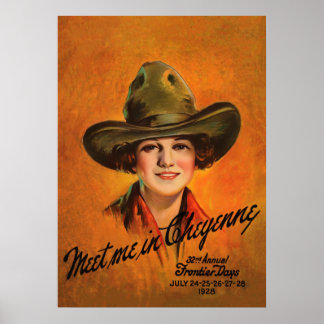 Cowgirl, Vilda western Show Vintage affisch