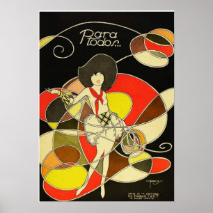 Cowgirl Vintage Art Deco Kvinna Affisch – 1920-tal