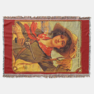 Cowgirl Vintage "Queen of the Ranch" Throw Blanket Filt