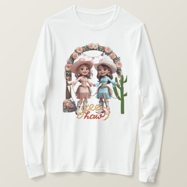 “Cowgirl Wedding Celebration T Shirt (Design framsida)