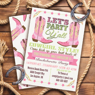 Cowgirl Western Bachelorette Party-inbjudningar Inbjudningar