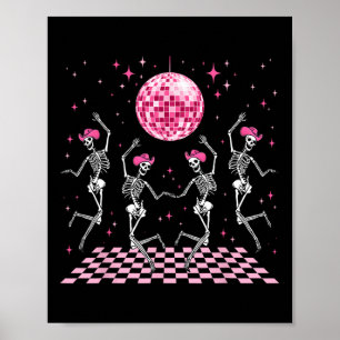 Cowgirl Western FUNny Dancing Skeletons and Disco Poster
