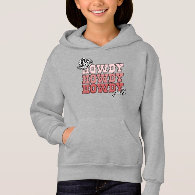 Cowgirl western hat Howdy Y'all rodeo T Shirt (Framsida)