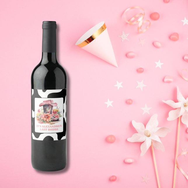 Cowgirl Western Last Rodeo Bachelorette Party Vinflaska Etikett (Skapare uppladdad)