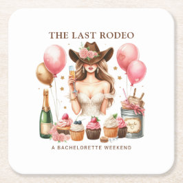 Cowgirl Western Rodeo Bachelorette Möhippa Underlägg Papper Kvadrat