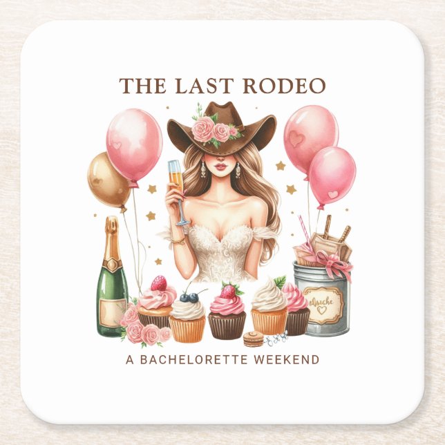 Cowgirl Western Rodeo Bachelorette Möhippa Underlägg Papper Kvadrat (Framsidan)