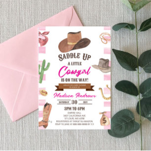Cowgirl Western Rodeo Vilda western Baby Shower Inbjudningar