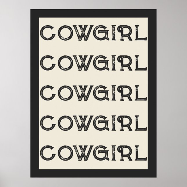 Cowgirl Western Typography Retro Ranch Cabin Poster (Framsidan)
