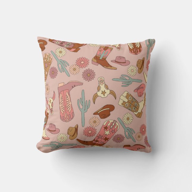 Cowgirl Westernare Boho CowboyBoots Kudde (Framsida)