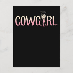 Cowgirl Westernare Hat Land Woman Rodeo Riding Vykort