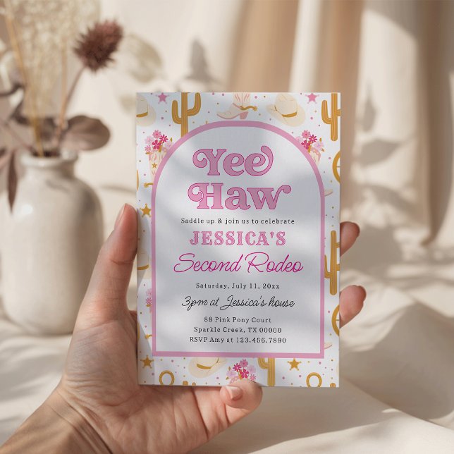 Cowgirl Wild West 2nd Rodeo Ranch Birthday Inbjudningar (Skapare uppladdad)