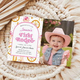 Cowgirl Wild West First Rodeo Photo 1st Birthday Inbjudningar