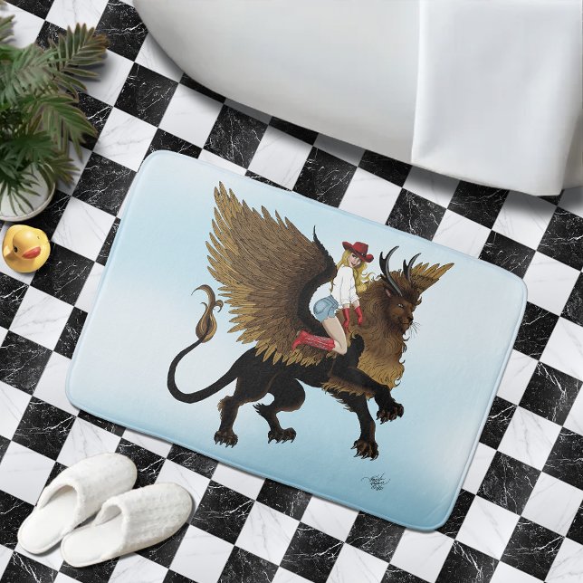 Cowgirl Winged Lejon Fantasy Red Badrumsmatta (Skapare uppladdad)