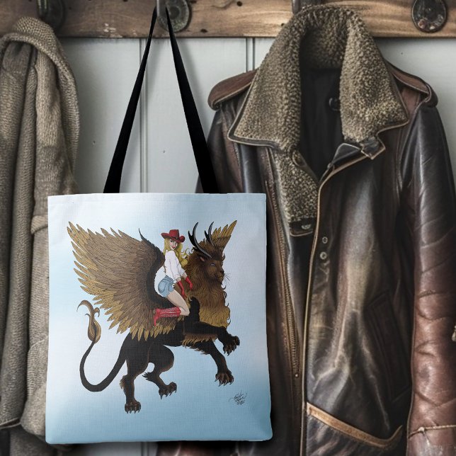 Cowgirl Winged Lejon Fantasy Red Tygkasse (Skapare uppladdad)