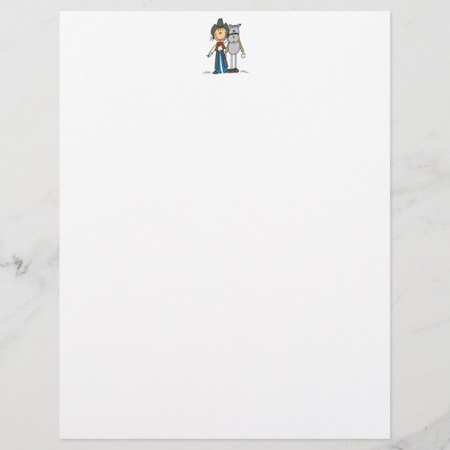 Cowgirl with Horse Stick figur Letterhead (Framsida)