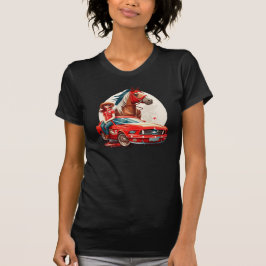 Cowgirl with Mustang Car Horse T Shirt