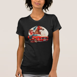 Cowgirl with Mustang Car Horse T Shirt