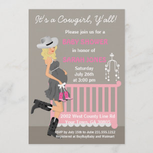 Cowgirlbaby showerinbjudningar - western blondin inbjudningar
