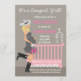 Cowgirlbaby showerinbjudningar - western blondin inbjudningar
