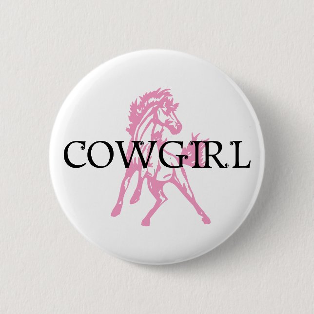 CowgirlBronchäst (den rosa hästversionen) Knapp (Framsida)