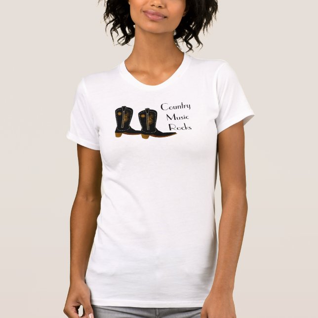 Cowgirlen för countrymusikstencowboyen startar t shirt (Framsida)
