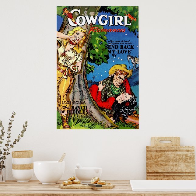 Cowgirlromans Förraådet Vintage Comics Poster (Kök)