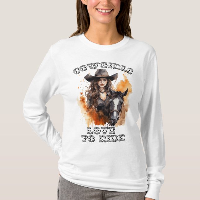 Cowgirls älskar att rida T-shirt (Framsida)