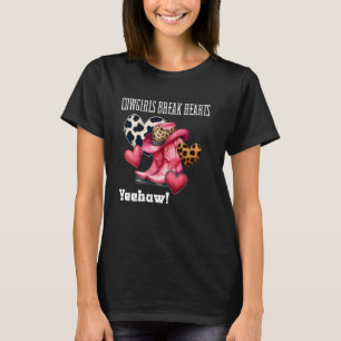 Cowgirls Break Hearts Tröja, Rosa Svart och Vit C T Shirt