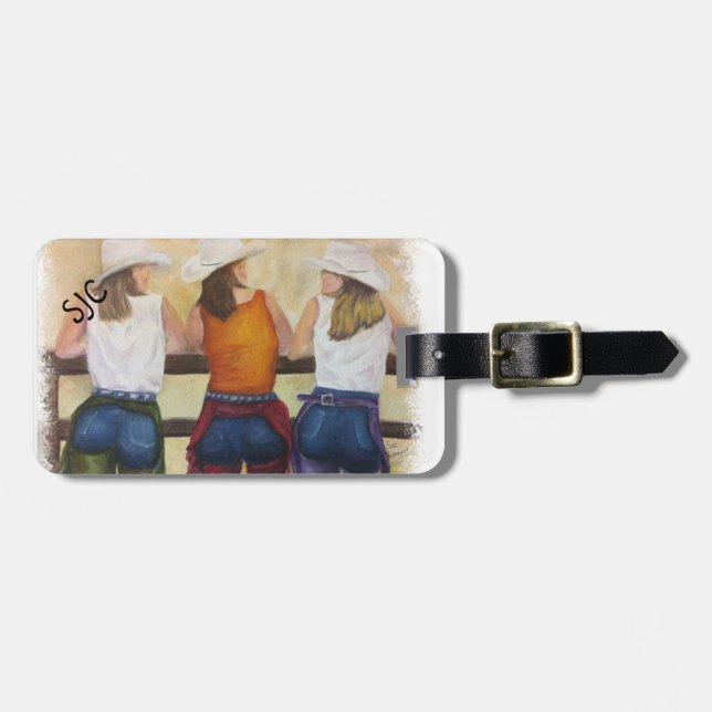 COWGIRLS PERSONLIG LUGGAGE TAG BAGAGEBRICKA (Horisontell Framsida)