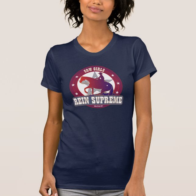 Cowgirls som tyglar hästT-tröja Tee Shirt (Framsida)