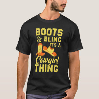 Cowgirlstövlar Bling För Kvinnor T Shirt