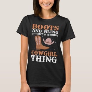 Cowgirlstövlar Bling Kvinnor Söt Kärlek Landsbygds T Shirt