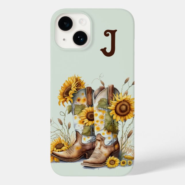 Cowgirlstövlar och solrosor Monogram (Baksida)