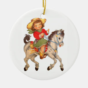 Cowgirlunge Julgransprydnad Keramik