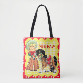 Cowgirlungen med beställnings- texttoto för häst tygkasse