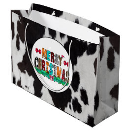 Cowhide Black White God jul Large Gift Bag