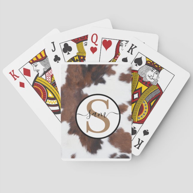 Cowhide Brown White Monogram Casinokort (Baksidan)